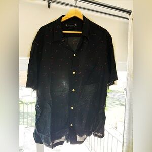 All Saints Black/Hearts Men’s Short Sleeve Button Up ❤️